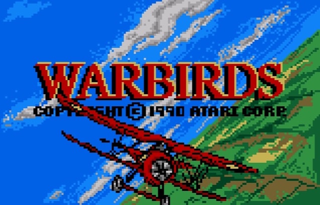 Warbirds jeu vidéo vintage, avion de guerre pixel art, PC DOS 1990, jeu d'aviation rétro, simulation de combat aérien classique, jeu d'arcade aérien, jeux vidéo années 90, guerre aérienne arcade, jeu vidéo historique warbirds, jeu de combat d'avions old-school.