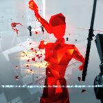 Un personnage de jeu vidéo pixelisé en rouge avec une arme à feu dans un environnement futuriste, pixel art, gameplay de combat intense, effet de destruction, ambiance sci-fi, très dynamique.
