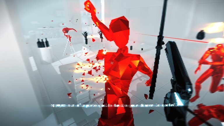 Un personnage de jeu vidéo pixelisé en rouge avec une arme à feu dans un environnement futuriste, pixel art, gameplay de combat intense, effet de destruction, ambiance sci-fi, très dynamique.