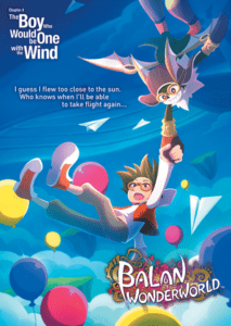 Air-gaming-balan-wonderworld-jeu-vapeur-illustration-colorée-joyeuse-enfant-volant-air-game.