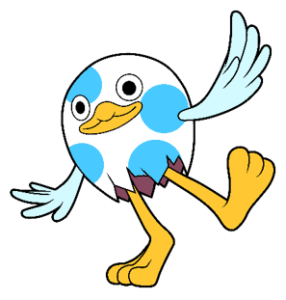 Un oiseau cartoon cheerful en train de voler pour un contenu de jeux vidéo et d’aviation, illustrant l’univers ludique et aérien d’Air-Gaming.