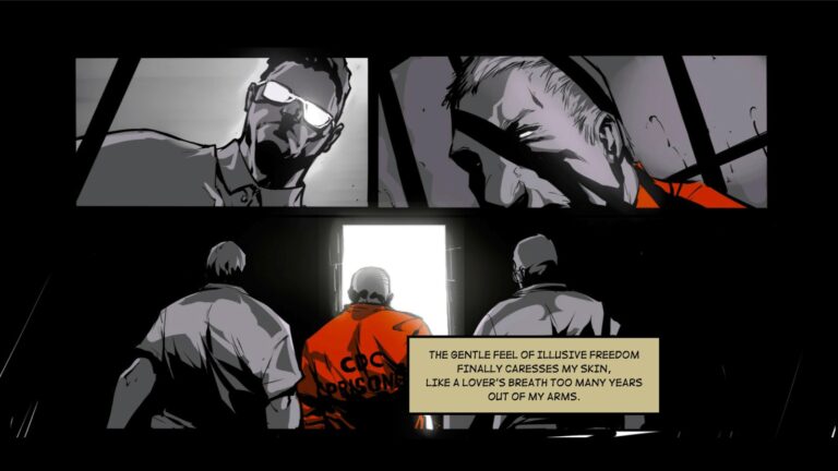 Prisonnier en isolement, image sombre et puissante illustrant la liberté illusoire et la détresse psychologique, avec un focus sur l'évasion et la réflexion.