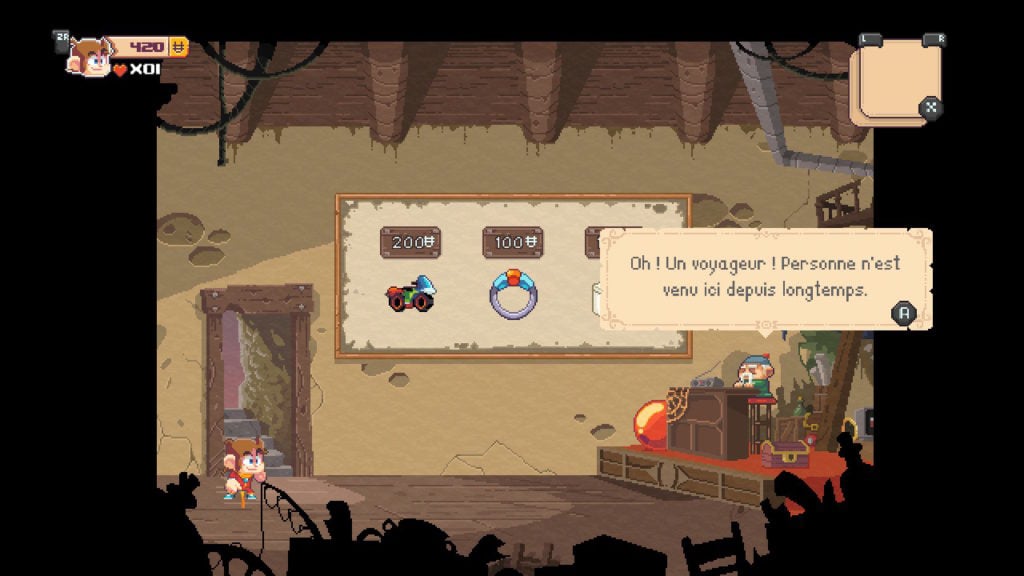 - Un jeu de plateforme pixelisé dans une mine avec un personnage animalier, référence à Air-Gaming.