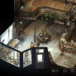 Ancienne librairie ou café vintage avec un décor chaud, étagères remplies de livres, comptoir de caisse et ambiance cosy pour une expérience immersive.