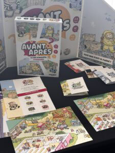 Jeu de société Avant Après, jeu d'enquête d'ambiance pour enfants, exploration de lieux et énigmes, parfait pour jouer en famille ou entre amis, équipé d'illustrations colorées et interactives, à partir de 10 ans.
