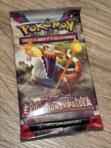 Pokémon carte à jouer et à collectionner Évolutions à Paldea, emballage de jeu de cartes pour fans de Pokémon, édition de cards à collectionner et à jouer stratégique.