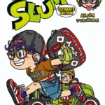 Un dessin animé de jeunes garçons jouant à la course, portant des casques et des sacs à dos, symbolisant l'aventure et l'amusement dans l'univers du jeu vidéo Air-Gaming.