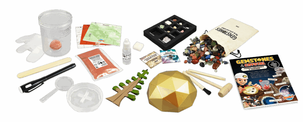 Puce de pierre précieuse en quartz, outils pour atelier de joaillerie, kit de découverte minéraux, jeu éducatif sur les gemmes, accessoires pour création de bijoux et bricolage minéral.