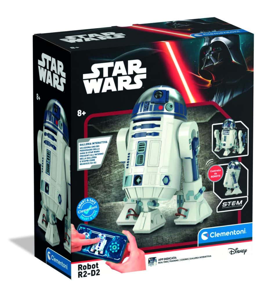 R2-D2 robot interactif de la saga Star Wars, contrôlable à distance via une application mobile, idéal pour les fans de jeux vidéo et jouets STEM innovants.