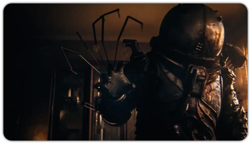 Combinaison d'astronaute futuriste avec gants tactiles, prête pour une mission spatiale immersive dans un environnement de jeu aérien.