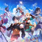 Équipe de héros d'anime dans un décor de ciel étoilé et magie, illustrant l'action et l'imagination dans Air-Gaming.