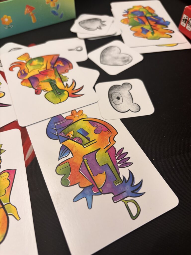 Colorful graffiti style art flashcards with vibrant abstract designs for creative learning and playful activities.