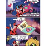 Herbe-aux-Chats, bande dessinée, personnages animés, style manga, produits de parfum pour animaux, Cosplay, mode, humour, chat mascotte, accessoires pour animaux, parc d'attractions, vie quotidienne, cœurs, couleurs vives, jeux de rôle, comédie, personnages mignons, amour, animaux de compagnie, amusement, bandes dessinées pour enfants.