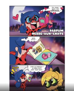 Herbe-aux-Chats, bande dessinée, personnages animés, style manga, produits de parfum pour animaux, Cosplay, mode, humour, chat mascotte, accessoires pour animaux, parc d'attractions, vie quotidienne, cœurs, couleurs vives, jeux de rôle, comédie, personnages mignons, amour, animaux de compagnie, amusement, bandes dessinées pour enfants.
