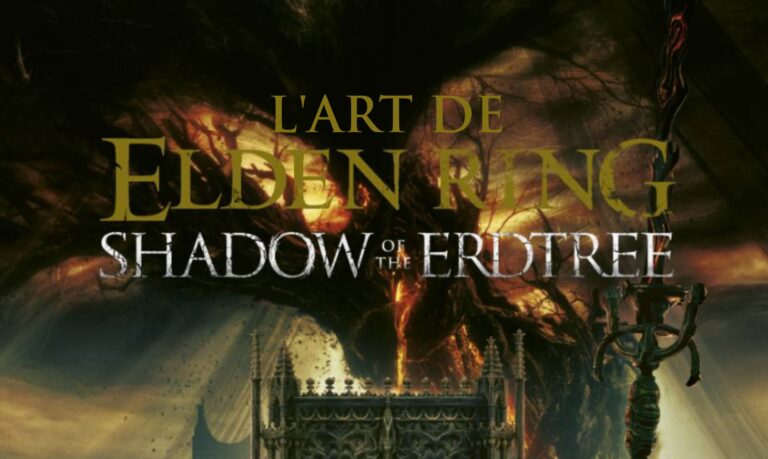 Une image mystérieuse et épique du jeu Elden Ring, mettant en scène une immense Erdtree et une atmosphère sombre et fantastique, illustrant l'art de la fantasy et l'univers de jeu vidéo.