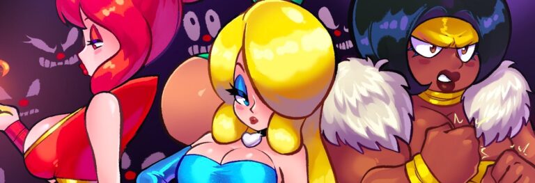 Jeu de combat et aventure avec personnages féminins puissants, graphiques colorés, animation dynamique, pour joueurs passionnés de jeux vidéo.