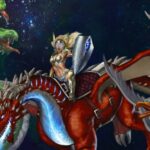 Description détaillée d’une scène de combat aérien dans un univers fantasy avec dragons, chevaliers et créatures mythiques.