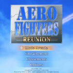 Jeu d'arcade Aero Fighters Réunion, avec options de mode, entraînement et classement pour les amateurs de jeux vidéo de combat aérien.