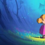 Une scène magique du jeu vidéo Air Gaming avec deux personnages enfantins explorant une forêt mystérieuse.