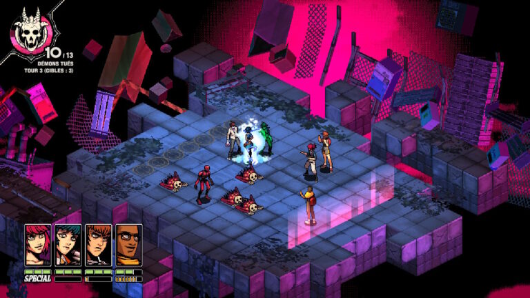 Une scène de combat dynamique dans un environnement numérique cyberpunk.