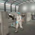 Technologie de jeu dans un entrepôt industriel.