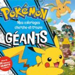 Pikachu et Pokémon dans un livre de coloriage géant pour enfants.