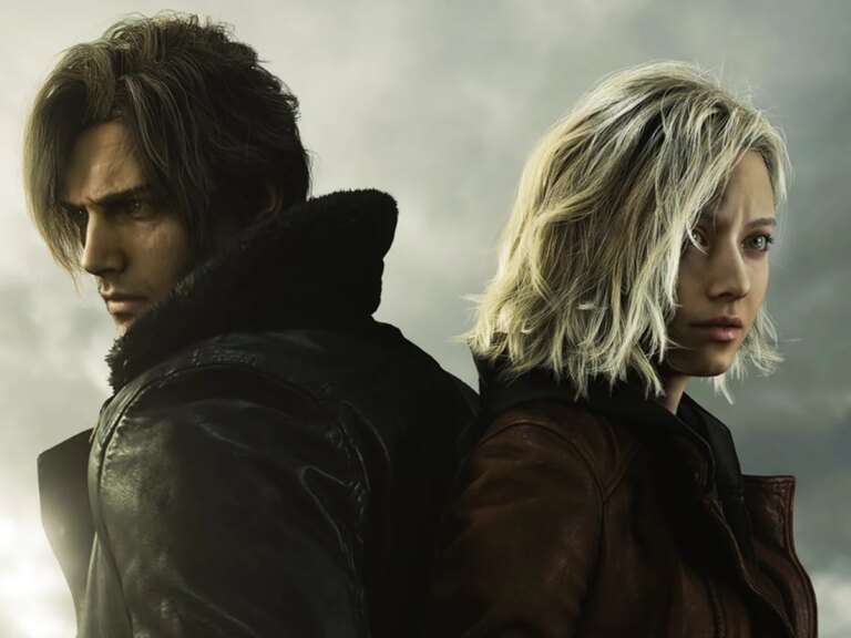 Image de deux personnages principaux de Resident Evil Requiem, un homme et une femme, dans un décor sombre et mystérieux.