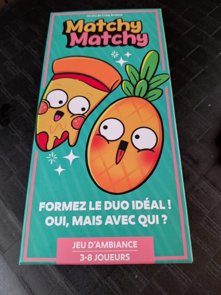 Jeu de société Matchy Matchy avec des fruits mignons et colorés, parfait pour les enfants de 3 à 8 ans, favorisant la coopération et le divertissement familial.