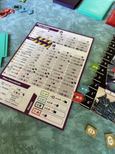 Un aperçu du jeu Limit, mettant en scène des cartes, des jetons colorés et un plateau de jeu, parfait pour les amateurs de jeux de société innovants.