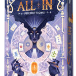 Illustration artistique représentant une femme mystérieuse avec des cartes et des symboles, évoquant la stratégie et la chance dans un jeu de société. Parfait pour un jeu de prédictions et de h.