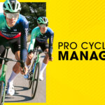 Capture d'écran de Pro Cycling Manager 26 montrant des cyclistes en course sur une route ensoleillée.