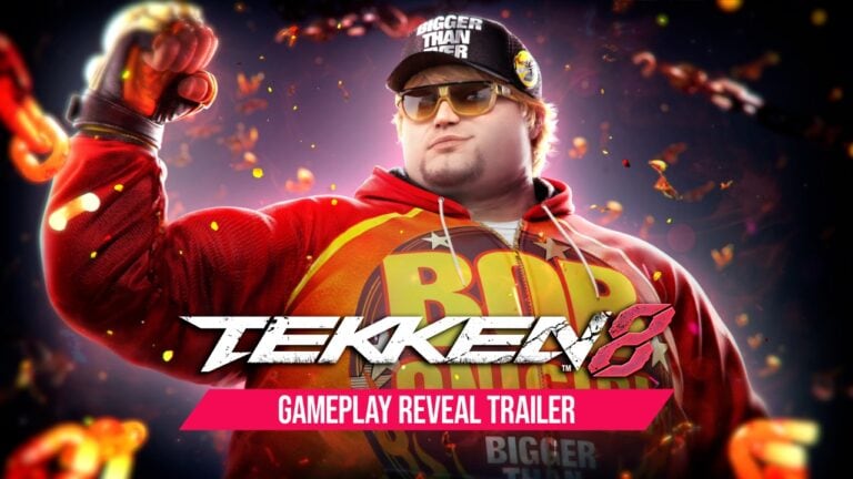 Image de Bob, nouveau combattant de TEKKEN 8, lors de l'annonce à l’EVO 2026, portant une casquette et un sweat rouge avec le logo du jeu.