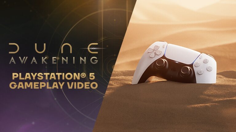 Manette PS5 sur le sable dans un désert, illustrant la nouvelle vidéo de gameplay de Dune: Awakening.