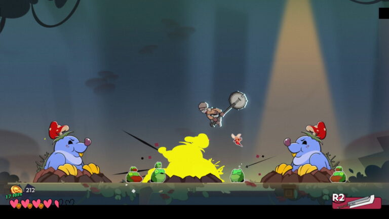 Capture d'écran du jeu Chasseur de Katuba avec personnages colorés et environnement fantastique.