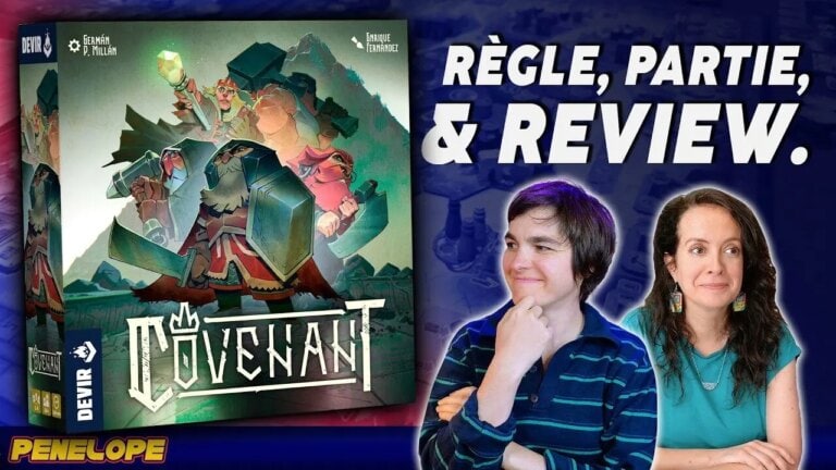 Pénélope Gaming présente une critique du jeu de société Covenant avec deux hôtes discutant du jeu.