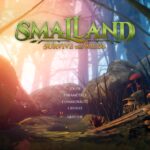Capture d'écran du menu principal de Smalland: Survive the Wilds, jeu d'aventure en monde ouvert sur PC avec un environnement forestier coloré et immersif.