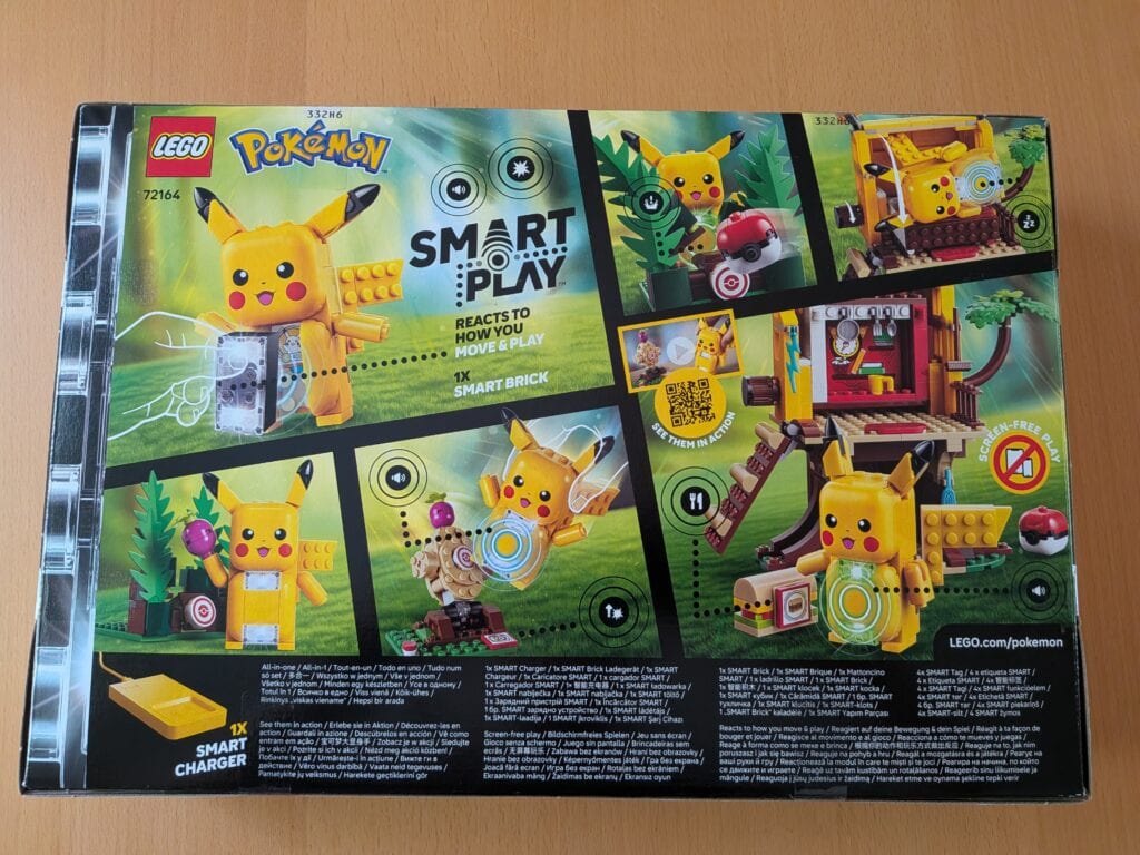 Boîte LEGO Pokémon 72164 avec Pikachu et la cabane d’entraînement, illustrant le jeu interactif et la construction pour les fans de Pokémon.