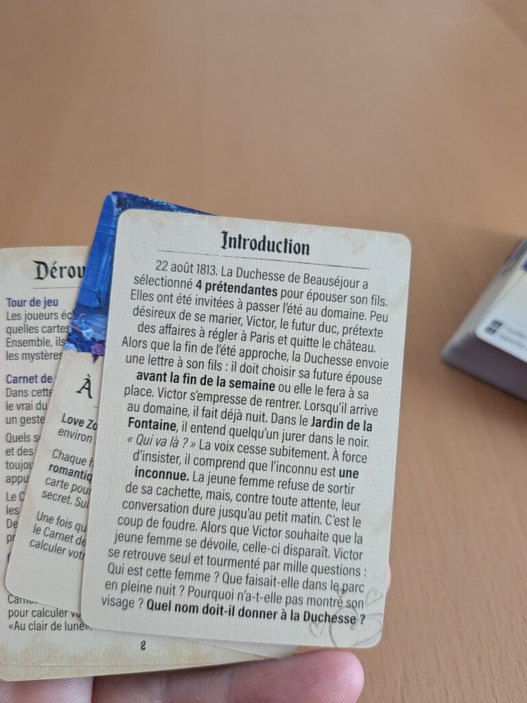 Extrait d'une page d'histoire avec texte en français sur la Duchesse de Beaujeu et la légende de la lune.