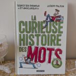 Couverture du livre La curieuse histoire des mots par Sébastien Grimaud et Joseph Falzon, illustré, avec un design coloré et ludique.