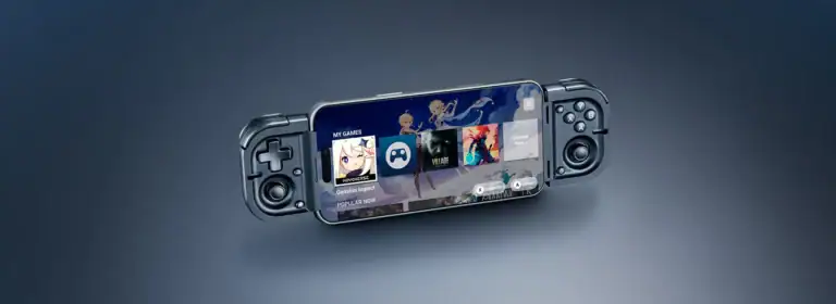 Console portable de jeu avec écran tactile et manettes intégrées, idéale pour les gamers en déplacement.