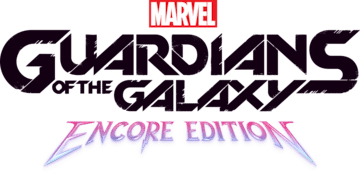 Logo du jeu vidéo Marvel's Guardians of the Galaxy: Encore Edition, édition spéciale du jeu d'action-aventure basé sur l'univers Marvel.