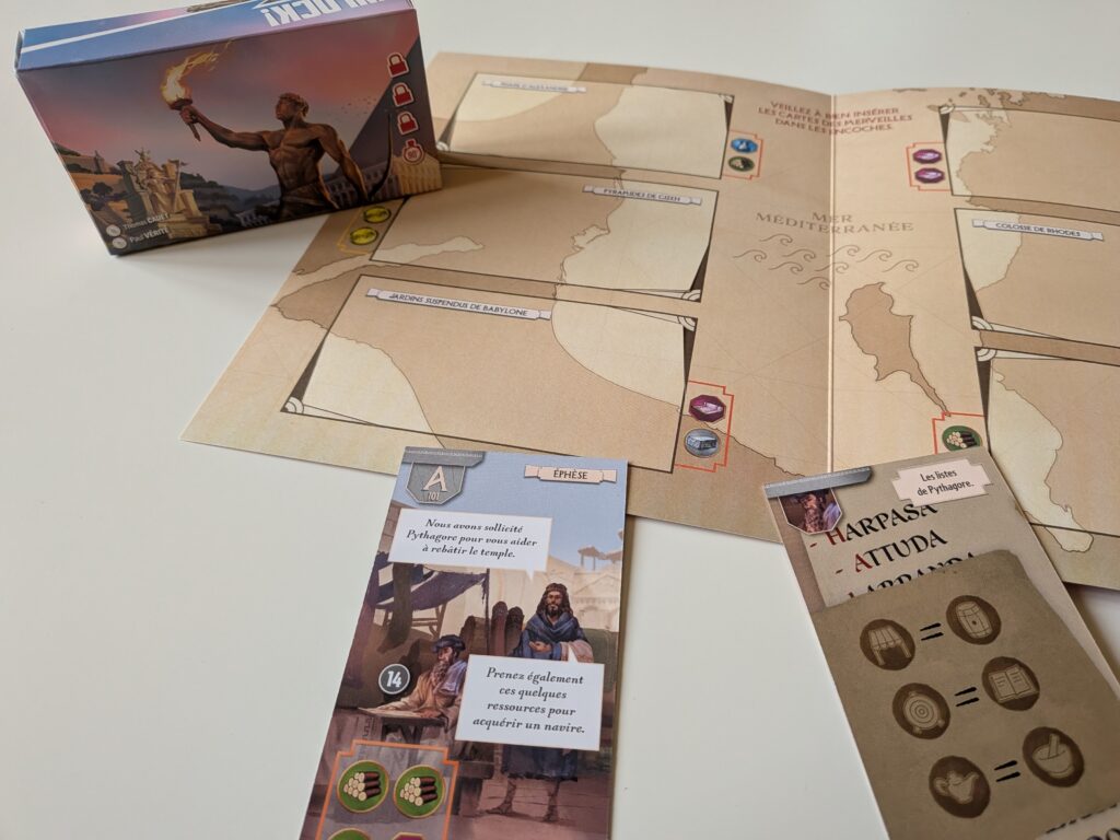 Jeu de société Air-Gaming avec plateau de jeu, cartes et figurines pour une expérience d'aventure immersive.