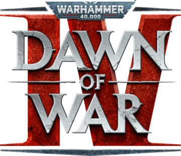 Logo du jeu vidéo Warhammer 40,000: Dawn of War IV, avec un style sombre et épique, représentant l'univers de science-fiction et de guerre futuriste.